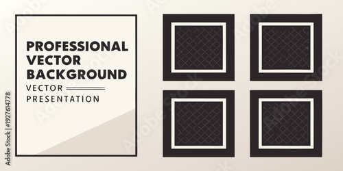 A collection of four distinct black and white images arranged in a square grid. Vector
