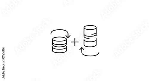 Database Icons Representing Data Synchronization and Backup.