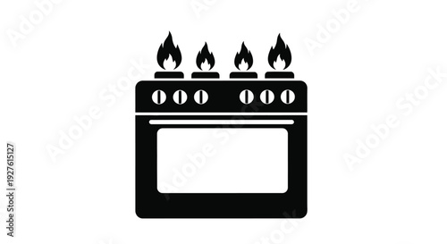 Black silhouette of a gas stovetop and oven combination