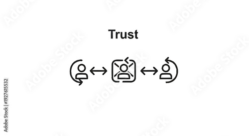 Conceptual illustration of trust between two people and a central element.