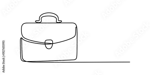 Minimalist continuous line drawing of a professional briefcase on a white background. Vector, illustration