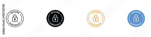Secure checkout icon set. Protection symbol for safe payment, online shopping security, and trust design. Vector Illustration.