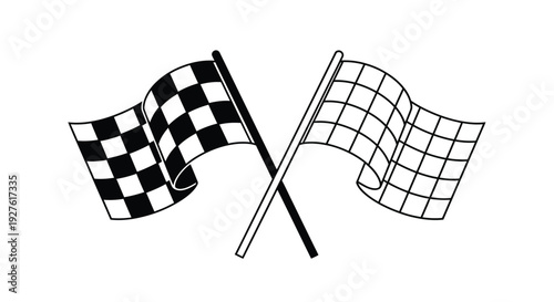 Waving checkered and white flags a symbol of racing victory