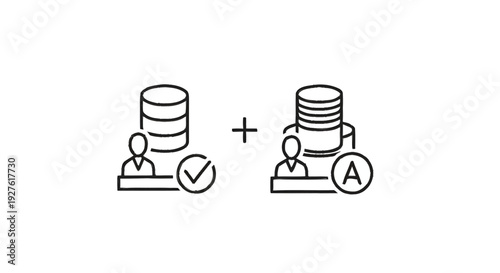 Database Management and User Access Control Icons.