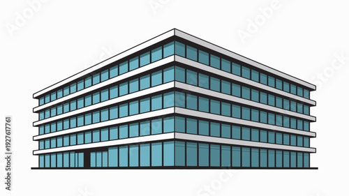 A modern office building with a sleek design and numerous windows