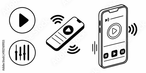 Wireless audio streaming from phone to speaker using bluetooth technology Vector