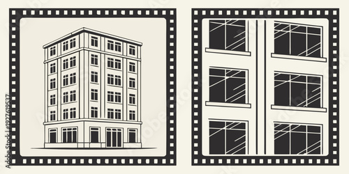 A comparison of a modern high rise building and a traditional brick wall structure Vector