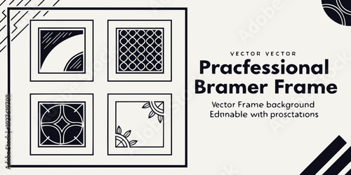 Professional brass frame with decorative engravings showcasing intricate patterns Vector