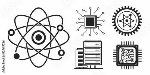 Illustration of various scientific and technological symbols Vector