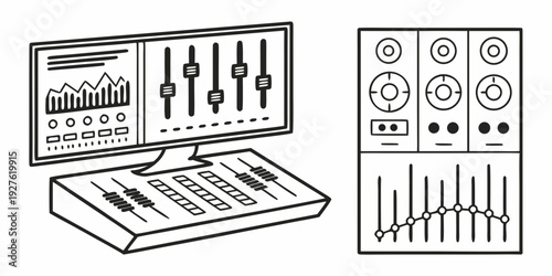 A collection of various charts and graphs used for data visualization and analysis. Vector