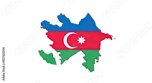 Azerbaijan Map with Flag Colors
