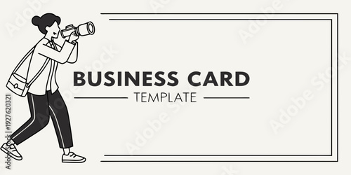 A person holding a magnifying glass over a business card template Vector