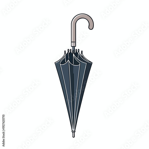 Stylish Closed Umbrella with Curved Handle for Rain Protection