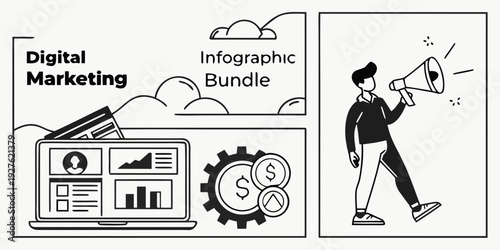 Business professionals leverage digital marketing and big data analytics for growth Vector