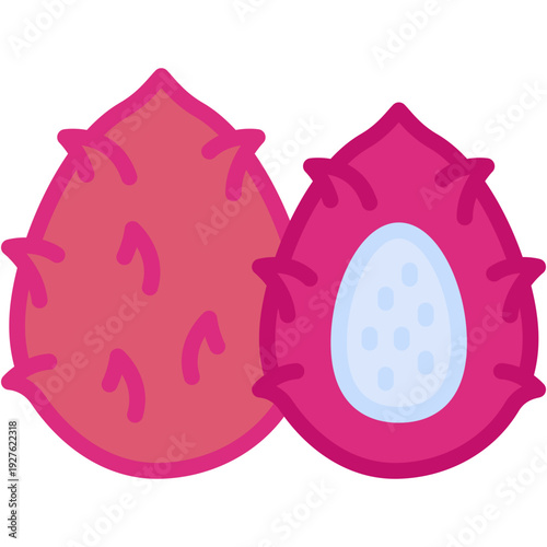 Pitahaya Fruit Vector Icon Tropical Dragon Fruit