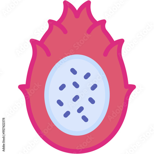 Dragonfruit Fruit Vector Icon Tropical Exotic Superfood