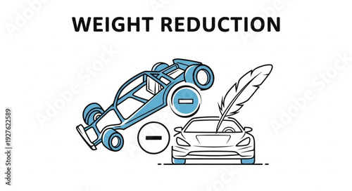 Weight reduction concept - Lightweight car design and feather comparison for efficiency.