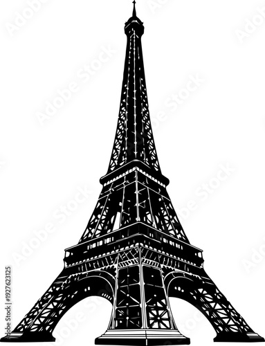 vintage eiffel tower silhouette vector illustration