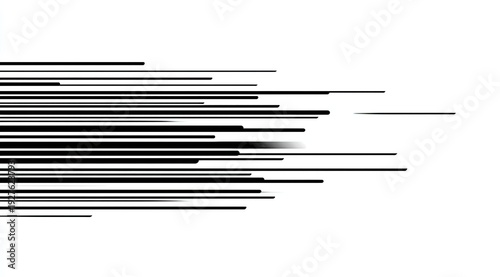 Abstract black horizontal lines of various lengths, fading to the right on a white background