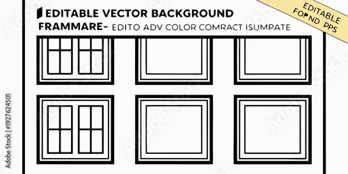 Six blank white rectangular boxes with dotted lines on a grey background Vector