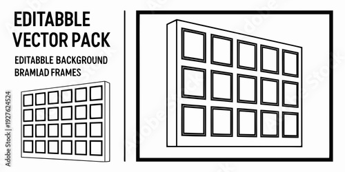 Editable vector pack of nine squares with rounded corners in various sizes Vector