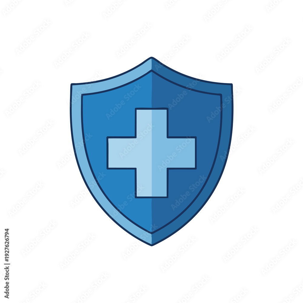 Fototapeta premium Protective Shield with Cross Symbol for Security and Safety Concept