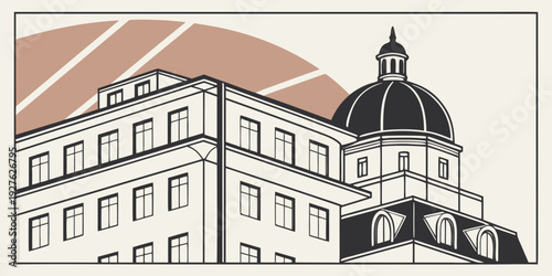 A beautiful and historic building with a large dome and intricate architectural details Vector