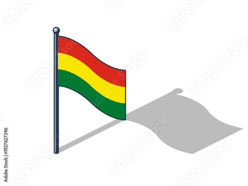 Bolivia flag isometric vector illustration with shadow, Bolivian flag