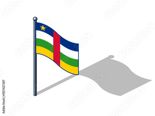 Central African Republic flag isometric vector illustration with shadow, Central African flag