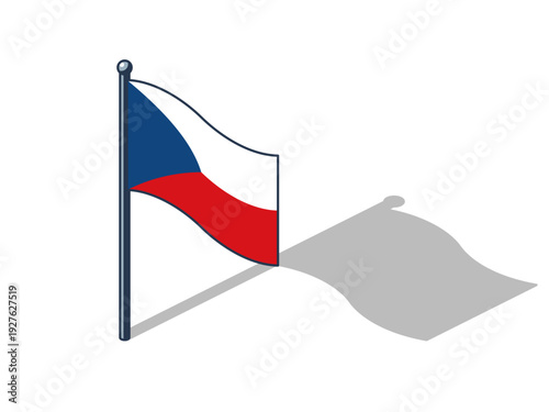 Czech republic flag isometric vector illustration with shadow, Czech flag