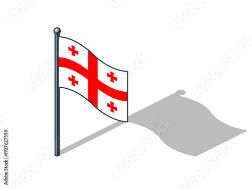 Georgia flag isometric vector illustration with shadow, Georgian flag