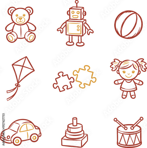Cute Colorful Kids Toy Icons