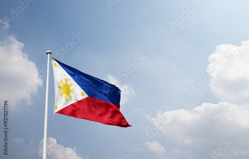 Quadro su tela Philippines national flag waving in sky.