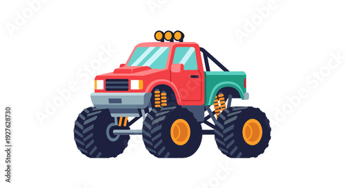 Monster Truck Vector Illustration, Off-Road Vehicle Graphic for Design and Print
