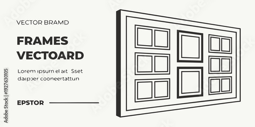A collection of frames arranged on a vector board for design purposes. Vector