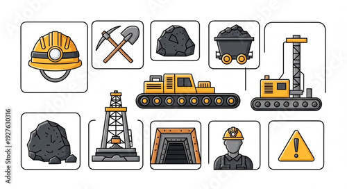 Mining equipment and tools for extracting coal and other resources underground.
