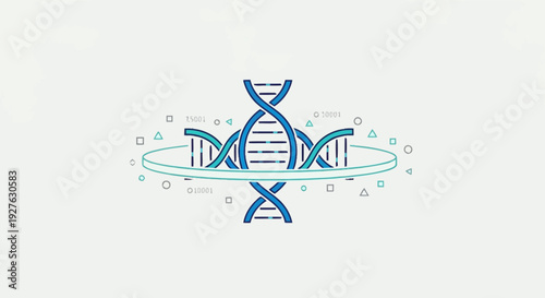 Vibrant illustration of DNA double helix structure, symbolizing genetic research, bioinformatics, and the future of scientific discovery