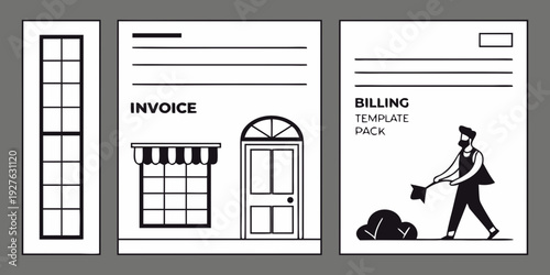 Businessman delivering invoices to various storefronts and offices Vector