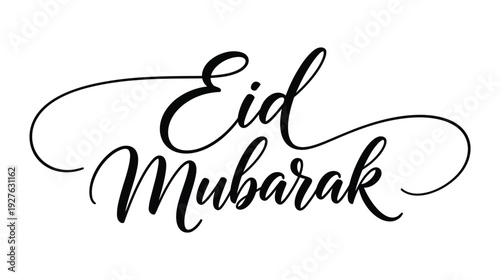 Elegant cursive writing of the phrase eid mubarak for festive greetings