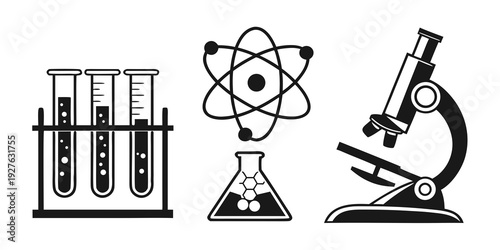 Scientific tools and symbols representing the field of science and research Vector