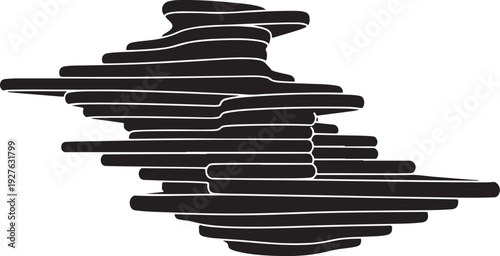 Abstract black and white layered lines illustration design element