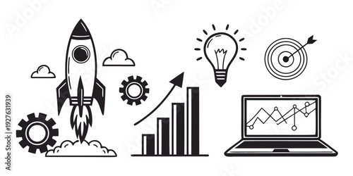 Innovative technology concepts and business growth strategies illustrated Vector