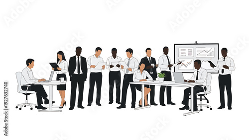 Professional Office Environment and Collaborative Business Team Representing Dynamic Workspace, Executive Leadership, and Modern Productivity