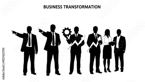 Professional Business Transformation Silhouette Featuring Executive Leadership, Strategic Direction, and Corporate Innovation