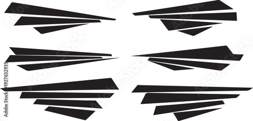 Abstract black and white geometric shapes design elements set