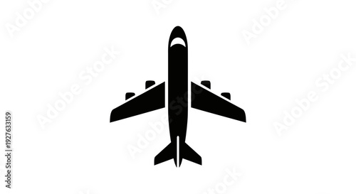 Airplane Silhouette Flying Through the Air.