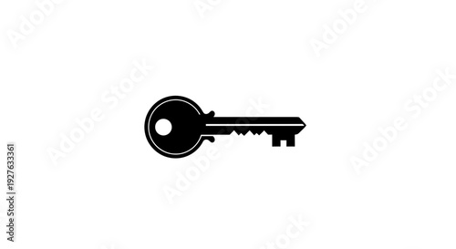 Black House Key on White Background.