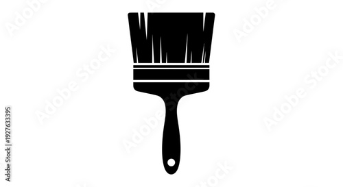 Black Paintbrush Silhouette with White Background.
