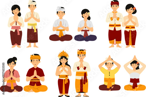 Balinese Couple Praying in Nyepi Day
