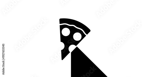 Black Silhouette of Pizza Slice Illustration.